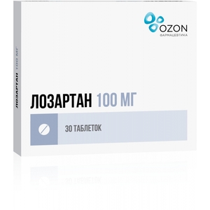 Лозартан-Озон таблетки покрытые оболочкой 100 мг 30 шт