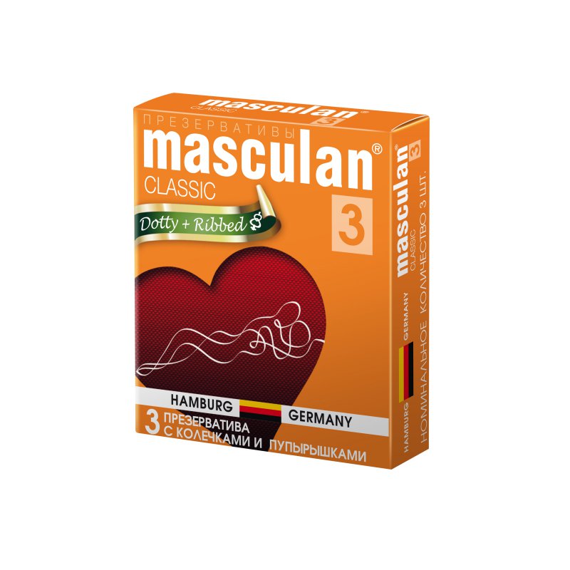 Masculan Презервативы Classic 3 с колечками и пупырышками 3 шт  в .