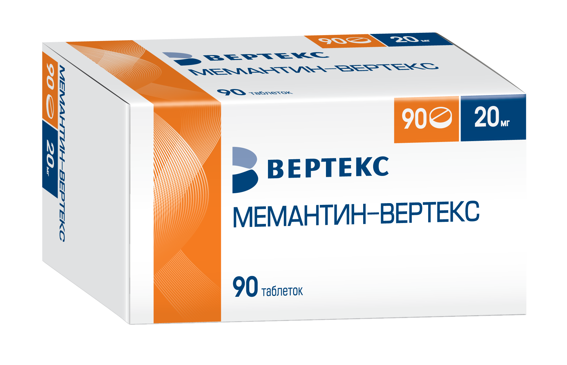 Мемантин-Вертекс Таблетки 20 мг 90 шт  по цене 3 552,0 руб в .