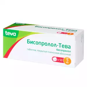 Бисопролол-тева таблетки покрытые пленочной оболочкой 5 мг 50 шт